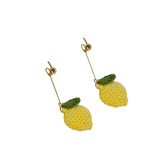 Lemon micro crochet dangle earrings