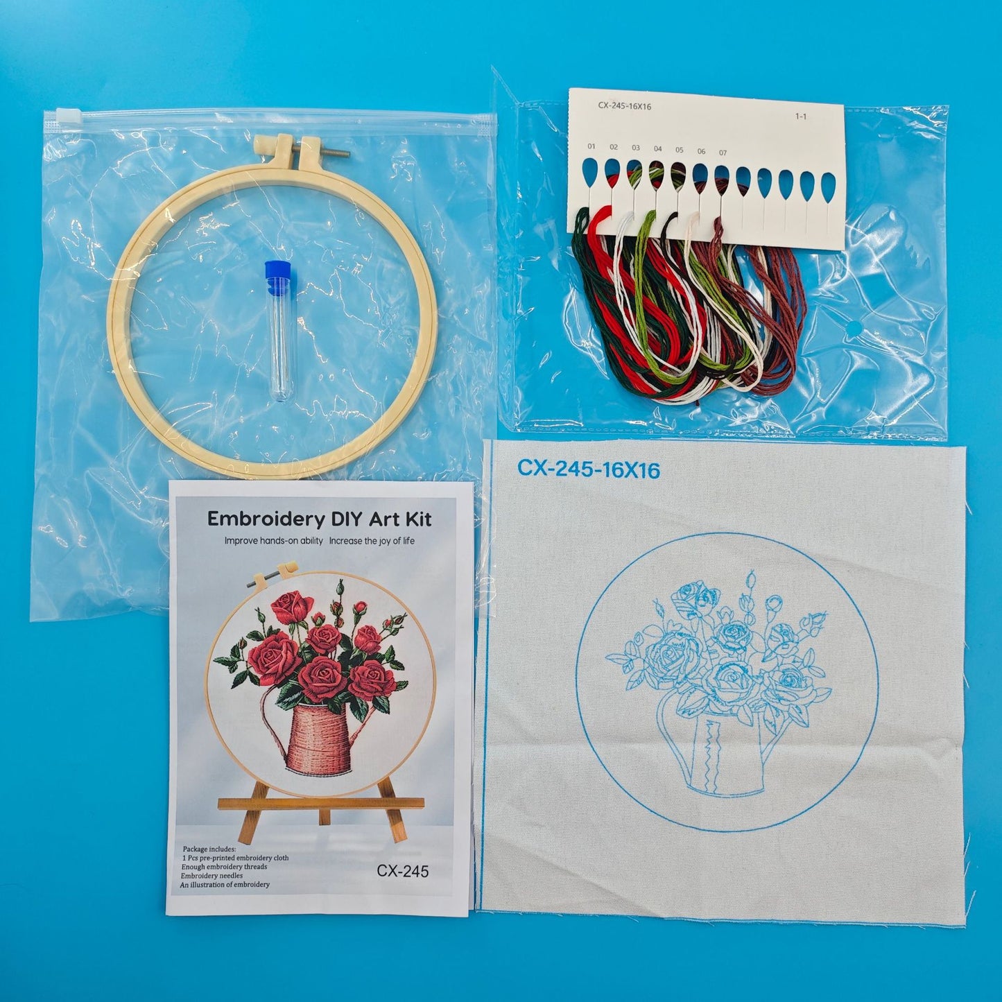 Embroidery kit for adult beginner-rose flower