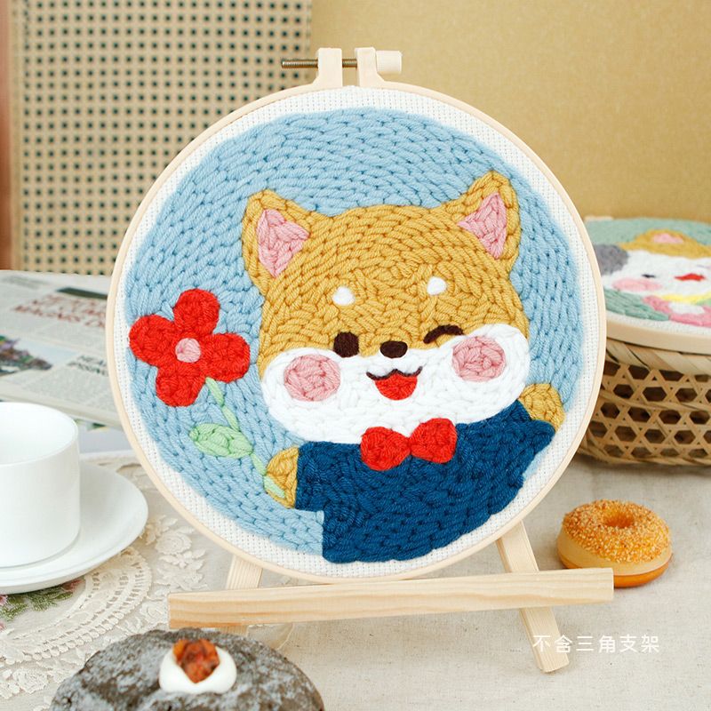 4pcs punch needle kits,Punch Embroidery Kits for Adults Beginner, Tool with Punch Needle Fabric, Hoops, Yarns and Sewing Needles