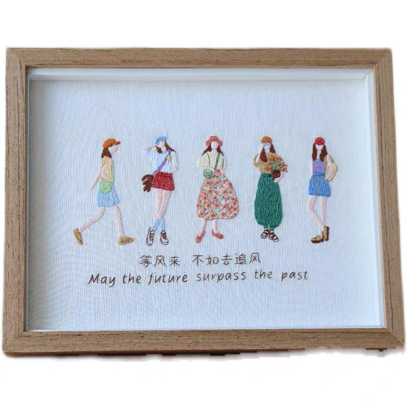 Girl embroidery diy kits handmade cross stictch with frames for home decoration gift